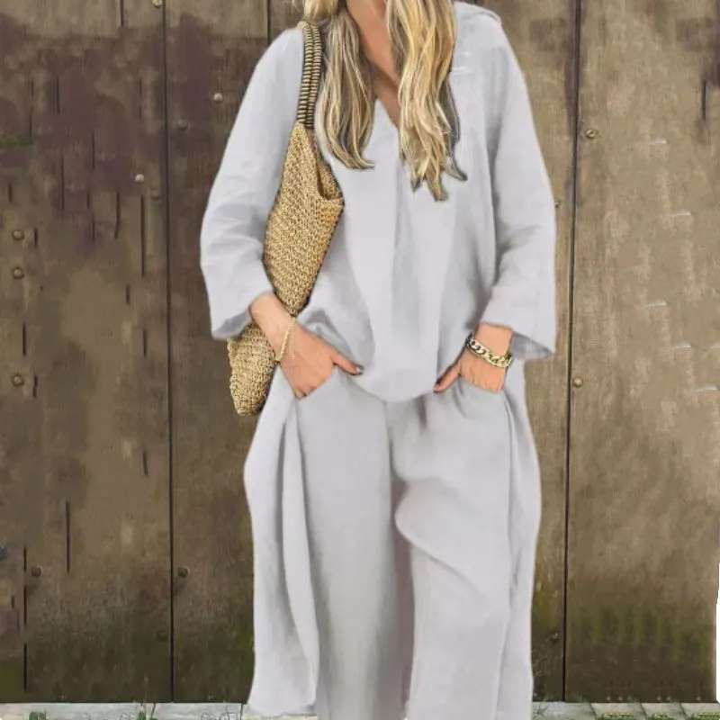 Women's Summer Loose Pocket V-Neck 2-Piece Set Light and Comfortable, Stylish and Casual, A Summer Must-Have!