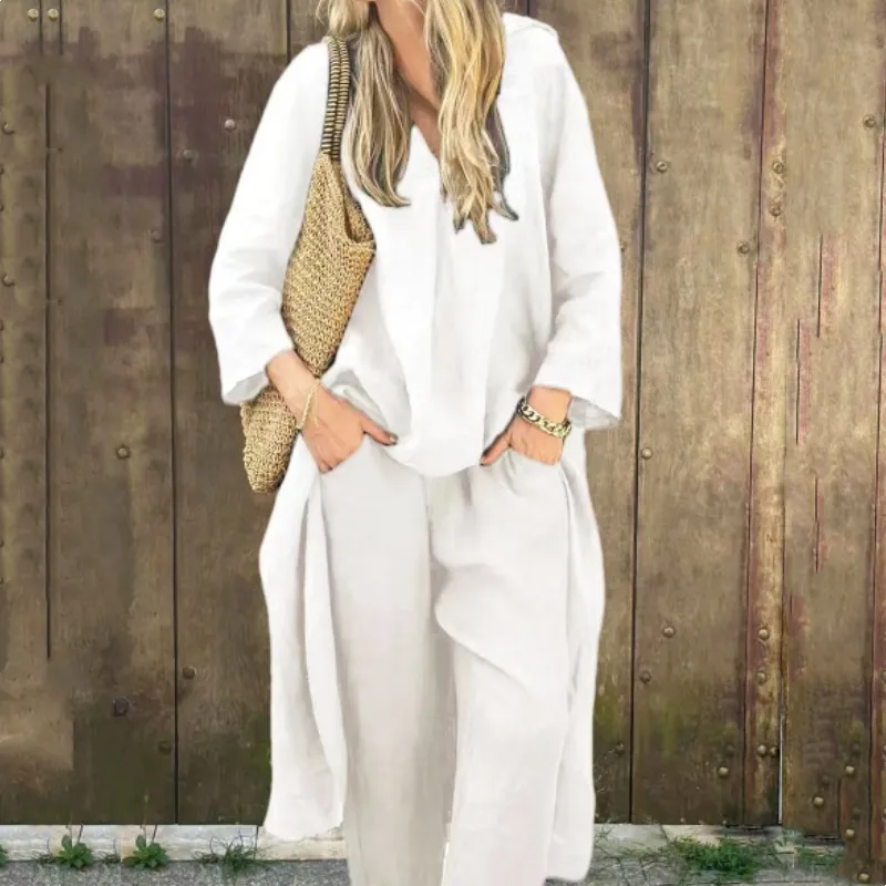 Women's Summer Loose Pocket V-Neck 2-Piece Set Light and Comfortable, Stylish and Casual, A Summer Must-Have!
