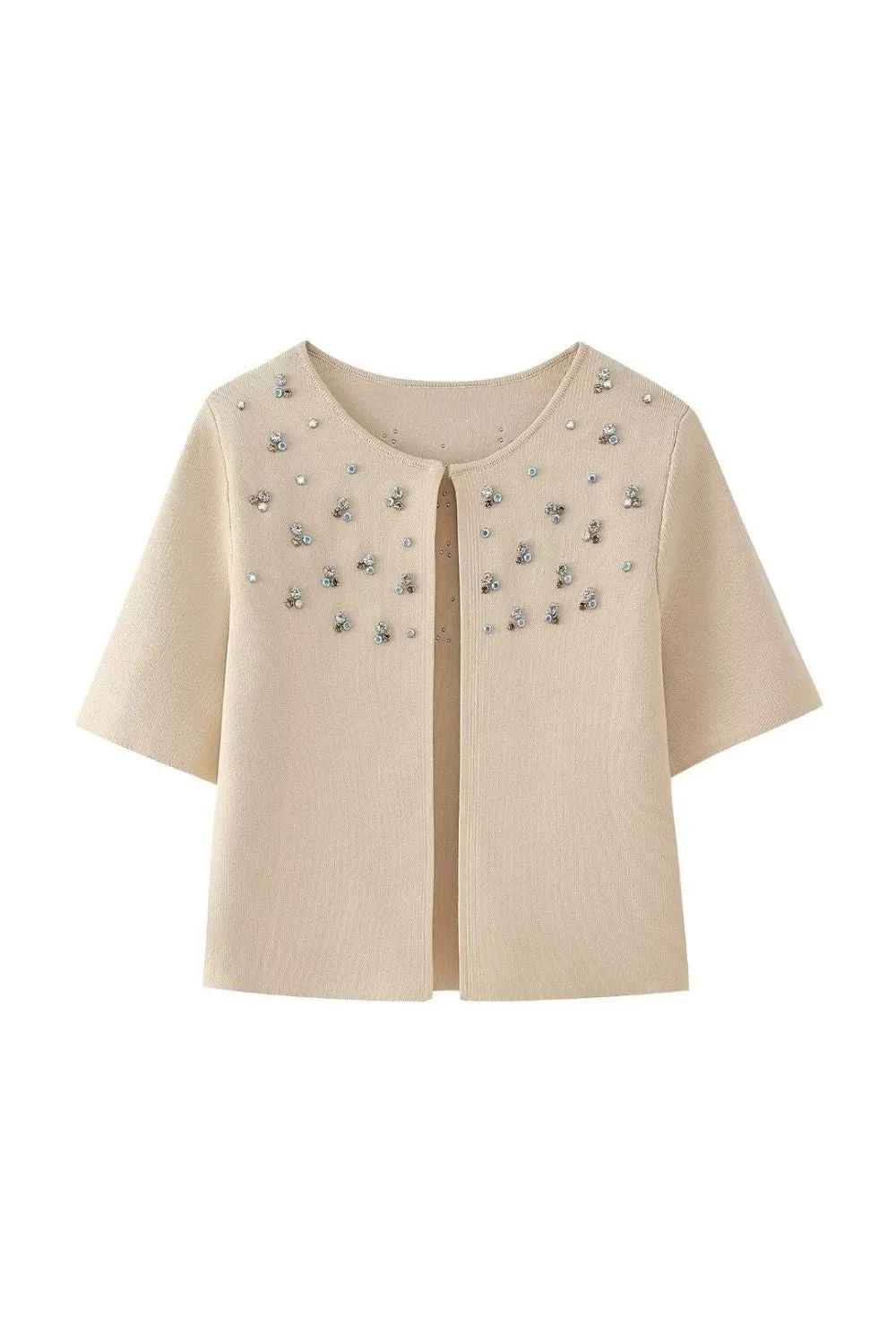 'Yaroslava' Diamante Knit Cardigan & Strapless Top Set