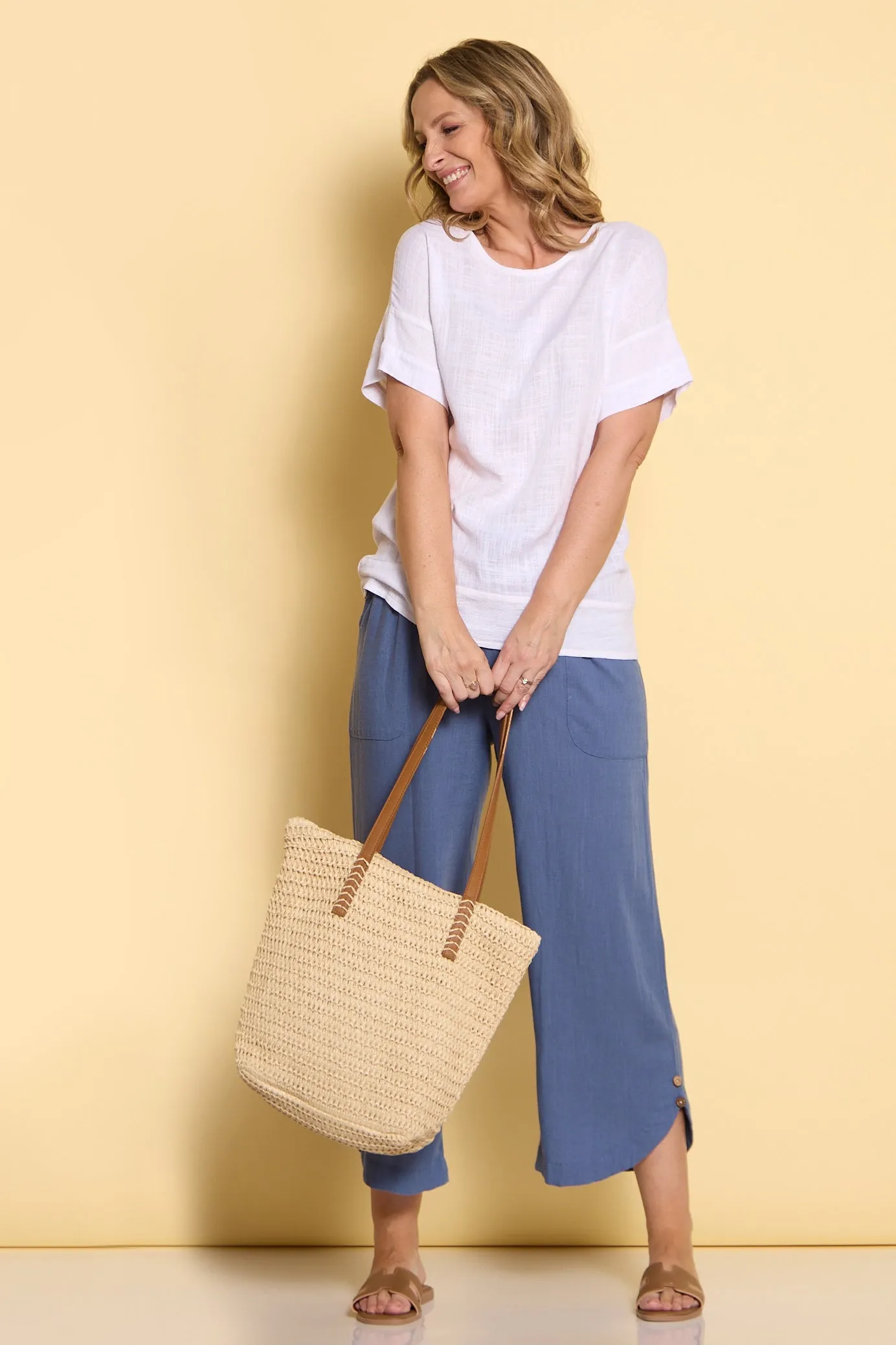 Zahns Linen Top - White